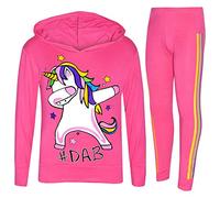 A2Z 4 Kids Girls Unicorn Hoodie Leggings Lounge Outfit Rainbow Stripe 7-13 | Long Sleeve Drawstring Elasticated Waist Two Piece Stretch Activewear