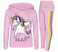 A2Z 4 Kids Girls Unicorn Hoodie Leggings Lounge Outfit Rainbow Stripe 7-13 | Long Sleeve Drawstring Elasticated Waist Two Piece Stretch Activewear