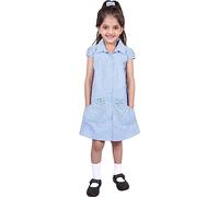 A2Z 4 Kids Girls Uniform School Dress Soft Comfortable Gingham - Uniform Dress 648 Light Blue 5-6