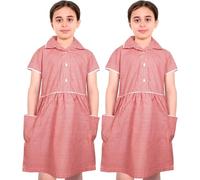 A2Z 4 Kids Girls Uniform School Dress Soft Comfortable Gingham - Uniform Dress 699 Red 2 Pack 3-4