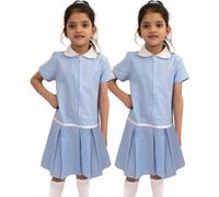 A2Z 4 Kids Girls Uniform School Dress Soft Comfortable - UF Dress 850 Blue 2 Pack 5-6