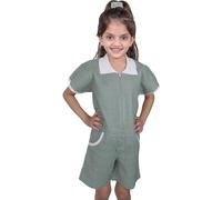 A2Z 4 Kids Girls Uniform School Playsuit Soft Comfortable Gingham - UF Playsuit 855 Green 7-8