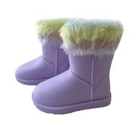 A2Z 4 Kids Girls Warm Rain Boots Lilac Rainbow Faux Fur Lined PVC - Boots Colorwave Lilac 2.5 UK