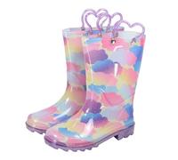 A2Z 4 Kids Girls Wellington Boots Rainbow Cloud Childrens PVC - Wellies 1416 Clouds 13 UK Child