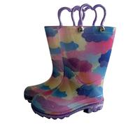 A2Z 4 Kids Girls Wellington Boots Rainbow Cloud Childrens PVC - Wellies 1416 Clouds 8 UK Child