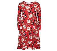 A2Z 4 Kids Girls Xmas Santa Dress Novelty Christmas Santa Long Sleeves Flared Knee Length Xmas Party Gift Fashion Festive Dresses Age 2-13 Years