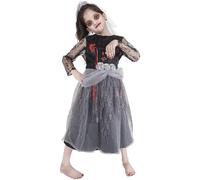 A2Z 4 Kids Girls Zombie Bride Halloween Fancy Dress - Zombie Bride Dress 643._6-8