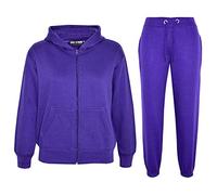 A2Z 4 Kids Boys Girls Tracksuit Set Plain & Camouflage Fleece - Plain Tracksuit Purple 7-8