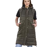 A2Z 4 Kids Hooded Quilted Long Gilet Sleeveless Jacket Girls | Zip Front Padded High Neck Side Pockets Longline Outerwear