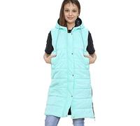 A2Z 4 Kids Hooded Quilted Long Gilet Sleeveless Jacket Girls | Zip Front Padded High Neck Side Pockets Longline Outerwear