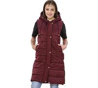 A2Z 4 Kids Hooded Quilted Long Gilet Sleeveless Jacket Girls | Zip Front Padded High Neck Side Pockets Longline Outerwear