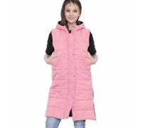 A2Z 4 Kids Hooded Quilted Long Gilet Sleeveless Jacket Girls | Zip Front Padded High Neck Side Pockets Longline Outerwear