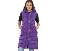 A2Z 4 Kids Hooded Quilted Long Gilet Sleeveless Jacket Girls | Zip Front Padded High Neck Side Pockets Longline Outerwear