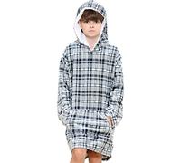 A2Z 4 Kids Hooded Snuggle Blanket Oversized - Snuggle 955 Grey Tartan_.Kids