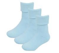 A2Z 4 Kids Infant Baby Girls Boys Plain Turn Over Top TOT Socks Pack of 3 Cotton Comfortable- Socks AZ747 Blue 6-12 M