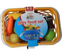 A2Z 4 Kids Junior Chef Play Food Set with Shopping Basket, 20+ Piece Pretend Kitchen Toy, Plastic Fruit Vegetables & Grocery Accessories, Educational Role Play Toy for Boys & Girls