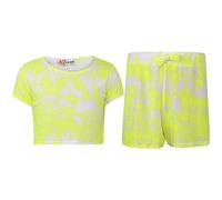 A2Z 4 Kids Kids Girls Tops Tees & Half Pant Summer Outfit Sets - Crop & Shorts 525 Tie Dye N Yellow_7-8