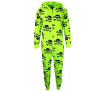 A2Z 4 Kids Kids Unisex Kids Unisex Skull & Cross Bone Print - Skull Onesie Neon Green & Black 7-8