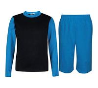 A2Z 4 Kids Long Sleeve T Shirt And Shorts Colour Contrast PJS Super Soft Matching - PJS Plain 177 Blue 5-6