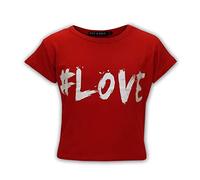 A2Z 4 Kids #Love Printed Crop Top Short Sleeves - Love Crop Top Red 11-12