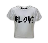 A2Z 4 Kids #Love Printed Crop Top Short Sleeves - Love Crop Top White 11-12