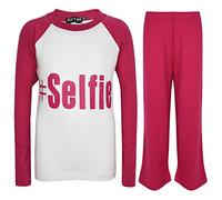 A2Z 4 Kids Mädchen #Selfie-Print Pyjama-Set Langarm Baumwoll-PJS Kinder-Loungewear - PJS #Selfie Pink 11-12