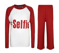 A2Z 4 Kids Mädchen #Selfie-Print Pyjama-Set Langarm Baumwoll-PJS Kinder-Loungewear - PJS #Selfie Red 13