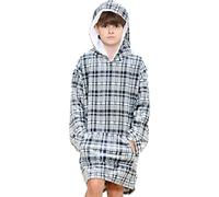 A2Z 4 Kids Oversized Hoodie Snuggle Blanket - Snuggle 955 Grey Tartan Kids