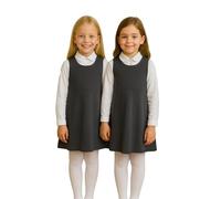 A2Z 4 Kids Pack of 2 Girls Sleeveless Plain School Uniform - UF Dress 862 2 Pack Grey 13-14