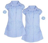 A2Z 4 Kids Pack of 2 Girls Uniform School Dress Soft Comfortable - UF Dress 645 Blue 2 Pack 12-13