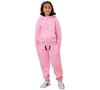 A2Z 4 Kids Plain Tracksuit Contrast Fleece Hoodie with Joggers - T.S Contrast Trim Baby Pink Black 5-6., 5-6 Years
