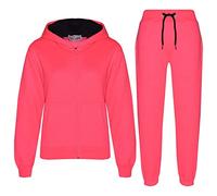 A2Z 4 Kids Plain Tracksuit Contrast - T.S Contrast Trim Neon Pink Black 9-10.