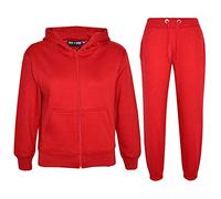 A2Z 4 Kids Plain Tracksuit Hoodie with Joggers Jogging Suit - Plain Tracksuit Red 7-8
