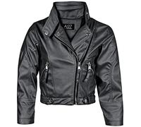 A2Z 4 Kids PU Leather Jacket Thick Collar Biker Zipper Belted Coat - PU Jacket 801 Black 11-12