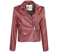 A2Z 4 Kids PU Leather Jacket Thick Collar Biker Zipper Coat - PU Leather Jacket 460 Wine 7-8.