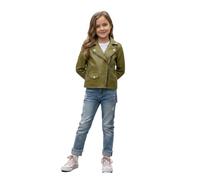 A2Z 4 Kids PU Leather Jacket Thick Collar Biker Zipper Coat Waterproof Jacket Casual Fashion Wind Proof Top Girls Age 5-13 Years