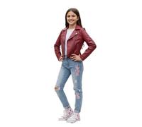 A2Z 4 Kids PU Leather Jacket Thick Collar Biker Zipper Coat Waterproof Jacket Casual Fashion Wind Proof Top Girls Age 5-13 Years