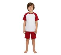 A2Z 4 Kids Raglan Style T-Shirt Shorts Contrast PJS Super Soft Matching Top Bottom - PJS Plain 176 Red 13