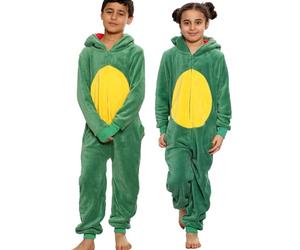 A2Z 4 Kids Soft Fleece Hooded Jumpsuit Pyjamas - E.Soft Dinosaur 7-8