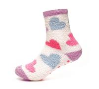 A2Z 4 Kids Super Soft Fluffy Girls Socks with Non-Slip Gripper - Socks AZ438 Hearts 3-6