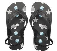 A2Z 4 Kids Toddler Flip Flops with Back Strap Unicorn Rainbow Starfish Turtle Print - Flip Flop 2581 Turtle Black 9/10 UK CH