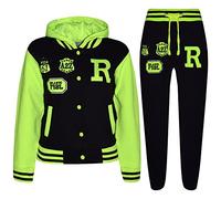 A2Z 4 Kids Tracksuit B.B Hooded Jacket with Joggers R Fashion Fox - T.S Baseball Black & Neon Green._9-10