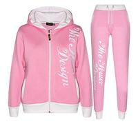 A2Z 4 Kids Tracksuit Boys Girls The Power Zip-Up Top Fleece Hoodie With Bottom Joggers Jogging - T.S PD 301 Baby Pink 9-10.