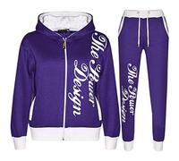A2Z 4 Kids Tracksuit Boys Girls The Power Zip-Up Top Fleece Hoodie With Bottom Joggers Jogging - T.S PD 301 Purple 7-8.