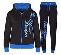 A2Z 4 Kids Tracksuit Boys Girls The Power Zip-Up Top Fleece Hoodie With Bottom Joggers Jogging - T.S PD 301 Black & Blue 9-10.