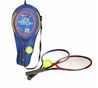 A2Z 4 Kids Twin Metal Tennis Racket Set for Children Includes 2 Lightweight Rackets with Comfortable Grips 1 Soft Tennis Ball & Zip Up Carry Case Outdoor Garden Sports Game Age 6+