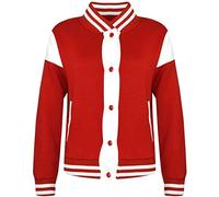 A2Z 4 Kids Unisex Baseball New Red Contrast Jacket Varsity Style - B.B Plain Jacket 001 Red._11-12
