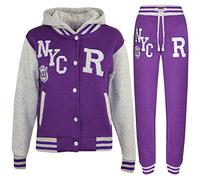 A2Z 4 Kids Unisex Girls Boys Baseball Tracksuit Hoodie with Joggers - T.S Baseball NYC Purple & Grey 13.