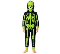 A2Z 4 Kids Unisex Skeleton Pajama Onesie Set - Skeleton Onesie Black N.Green_11-12
