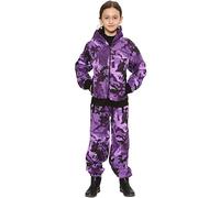A2Z 4 Kids Youth Two Piece Athleisure Clothing - T.S Plain Camo Purple 5-6